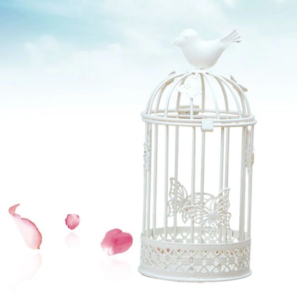 THIESTRI Bird Vintage Metal Candlestick Hold Bird Cage Lanterns Holder Candlesticks per casa Candello di ferro in gabbia europeo Candlestick