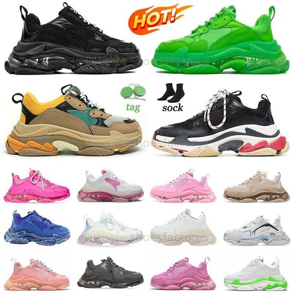 2024 Тройной качество Triple S Men Women Designer Casual Shoes Sneakers Tracks Black White Sery Red Pink Blue Royal Neon Green Tennis Trainers Trainers