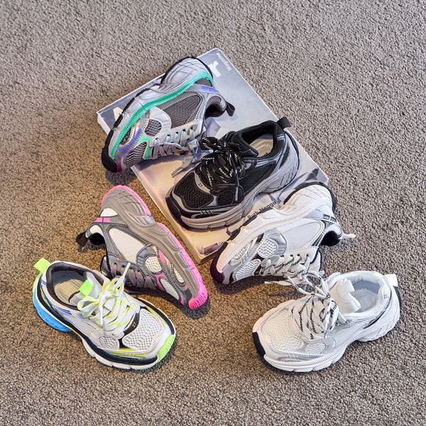 10xl Kids Sneaker Sneakers Vintage Runner Toddler Casual Shoe Boys Girls Girls Giovani Piattaforma sportiva Gioventù Running Footwear Grey Bianco Bianco Giallo Giallo Giallo Rosa 26-37