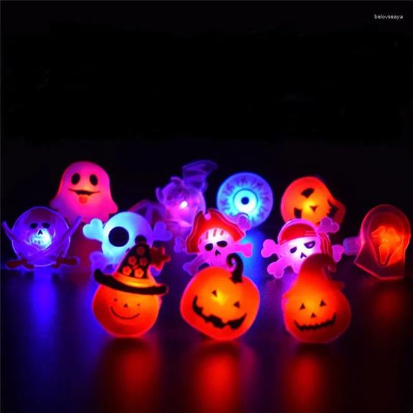 Rings cluster Pinksee 10pcs creativo carino zucca ghost per bambini halloween luminoso flash flash dito doni