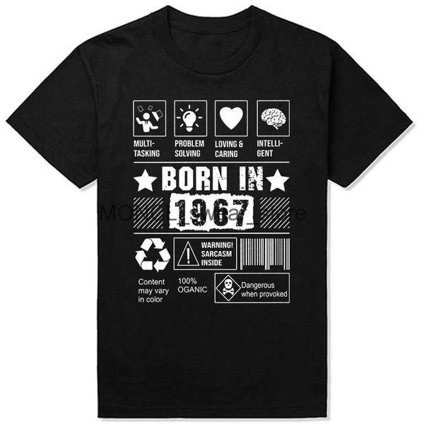 Männer T-Shirts Neuheit geboren 1967 Multi-Tasking-Problem Lösung liebevoller und fürsorglicher T-Shirts Grafik Strtwear Daddy Weihnachtsgeschenke T-Shirt H240506