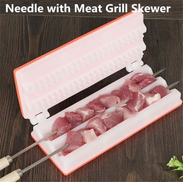 Spicchi di barbecue ad ago per barbecue con carne di carne matrice di manetta per griglia barbecue per carne per carne stringa di manzo shish manzo montone kebab skewers maker