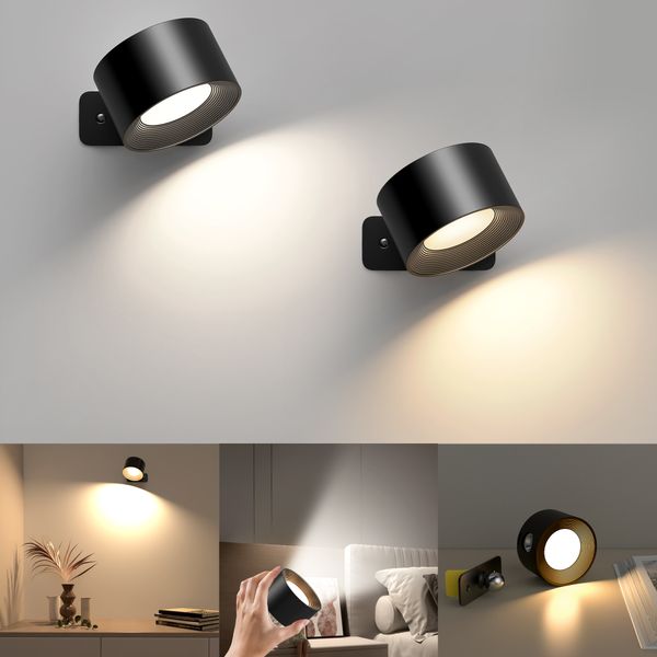 Luce a parete LED Luci di lettura ricaricabili ricaricabili a 360 ° ROTAZIONE TOUP REMOTE CONTROLLE SPETTLE LAMPO NOTTE