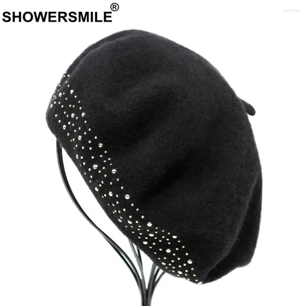 Berets Dowersmile Black Beret для женщины шерстяные художественные шляпы Ladies Brivet Fashion мягкие французские женские шерсть зимние художники кепки