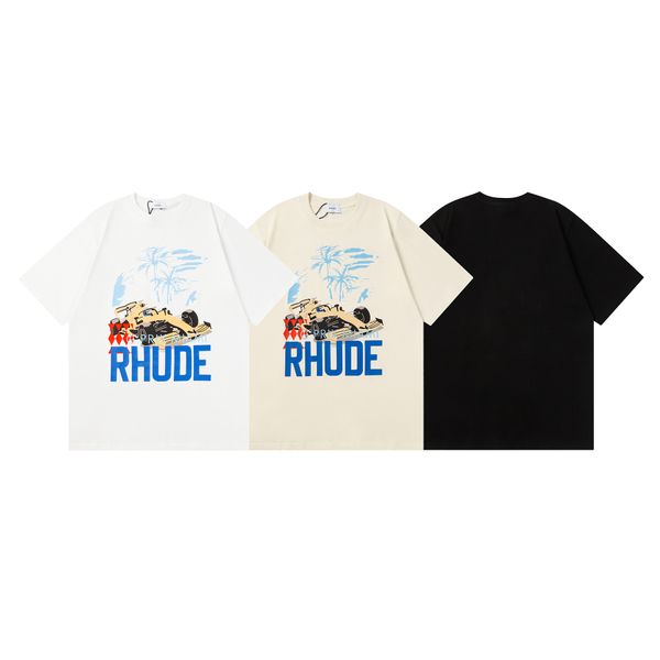 2024 SS Luxo Rhude masculino masculino Racing Graphic Tee Casual T Camisetas homens Mulheres unissex Loose Fashion T-shirt 100% algodão de rua de algodão solto S-xl