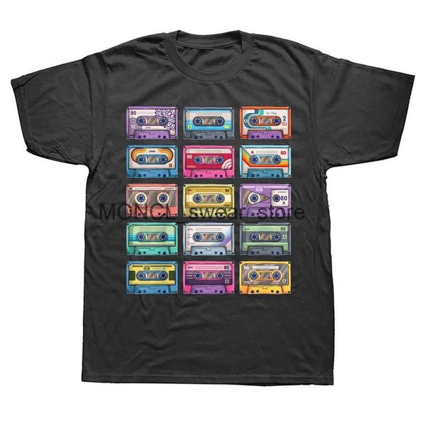 T-shirt maschile collezione di nastri a cassetta vintage 80s Music Mixtape Maglietta grafica di cotone Strtwear Gift Birthday Gifts Abbigliamento da uomo H240506