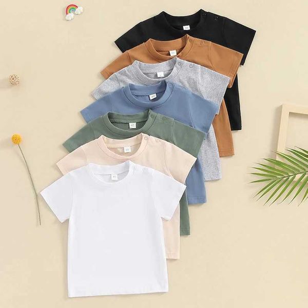 Magliette t-shirt per ragazzi cotone per bambini 2024 estate new fashion childrens casual maniche corta a maniche corte a maniche corta collo solido topsl2405