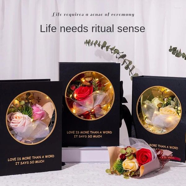Декоративные цветы вечные цветочные мыльные мыло Букет с светом для свадебной церемонии на День Матери