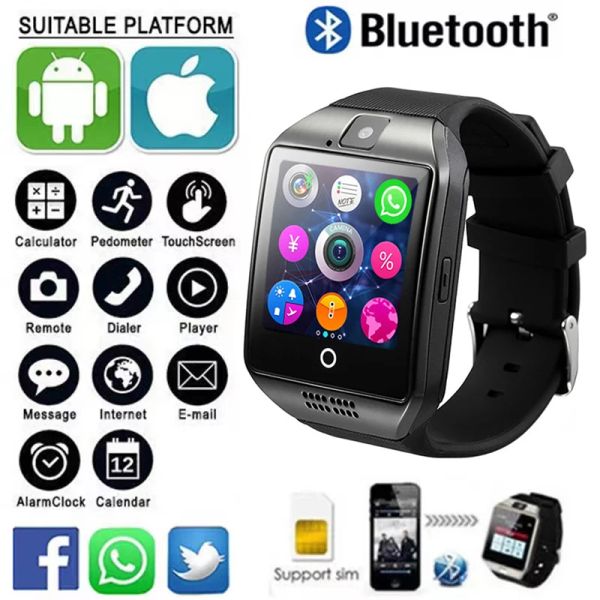 Смотреть A3 Q18 Bluetooth Smart Watch с 2G SIM -карта мужчины женщины с большим количеством Call Phone Smart Wwatch Sport Waterpronation The Alarm Alarm