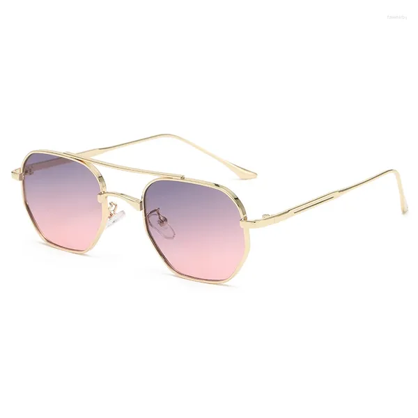 Sonnenbrille Retro Doppelbrücken Pfirsich Pilot Frauen Männer Designer Luxus Metall Rahmen Sonnenbrillen Mode Eyewear