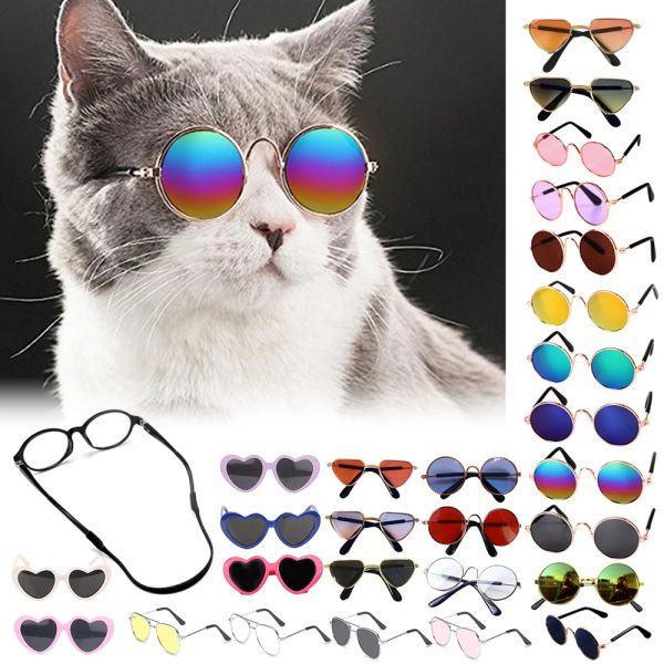 Casa óculos para um gato produtos de animais de estimação bens para animais acessórios para cães frios engraçados as lentes de gatinho soltas de sol adereços de sol de cor colorida