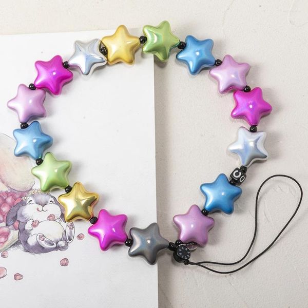 Keychains Yeyulin Sweet Shell Five Point Star Chain Chain Strap Strap Anti Loss Drop Pinging Keychain para mulheres