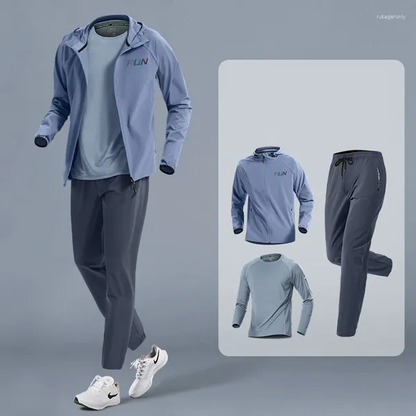 Ruos masculinos de trajes esportivos de 3 peças para masculino para a primavera/verão Roupas rápidas Running Leisure Outdoor Morning Training