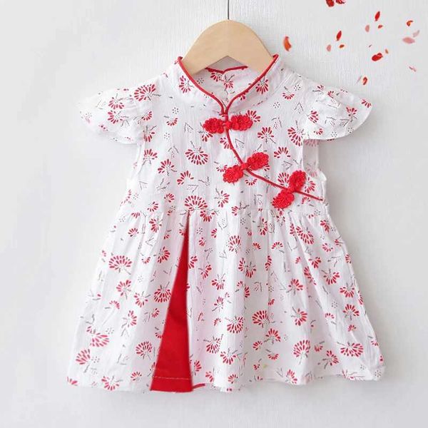 Abiti da ragazza in stile cinese ragazza principessa vestito cheongsam costume fiore design vestiti per bambini bambini estate ragazza bambino compleanno