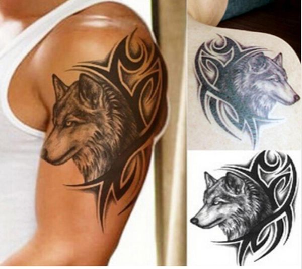 Neue Wassertransfer gefälschte Tattoo wasserdichte temporäre Tattoo Aufkleber Männer Frauen Wolf Tattoo Flash Tattoos7618330