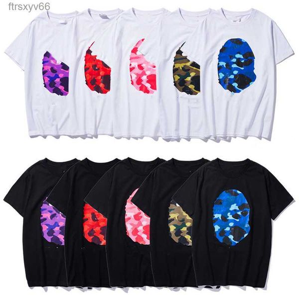 Erkek Tişört Tasarımcı Gömlek Kadın Tshirts Grafik Tee Giyim Kıyafetleri Köpekbalığı Tshirt Pamuk Kamuflaj Zip Baskı Camo Parıltı Dark High Street Hipster 2023 CDTQ