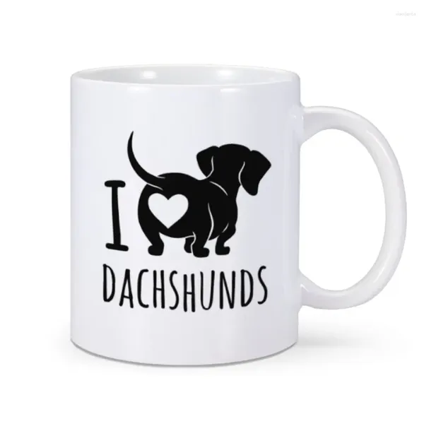 Tazze carine tamponne di bassotti tampone adoro il regalo di compleanno del caffè in ceramico per il proprietario di per cani per cani per animali domestici.