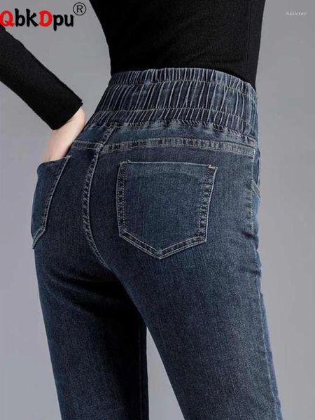 Jeans feminino vintage cintura alta tamanho grande 6xl lápis STRECTH skinny casual jeave calça cace up moda vaqueros mulher leggings jeansy