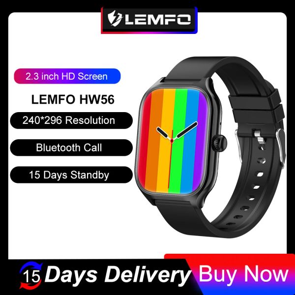 Relógios Lemfo Smart Watch Men Women Bluetooth Call Sport Smartwatch 2023 Tela de 2,3 polegadas à prova d'água 15 dias Bracelete de fitness em espera