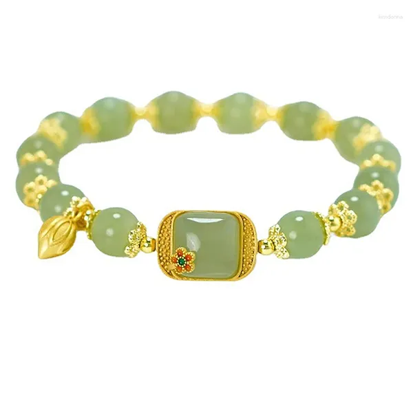 Bracelets de charme imitação de estilo chinês hetian jade lotus pingente pulseira vintage miçangas para mulheres presentes de jóias de moda de luxo leve