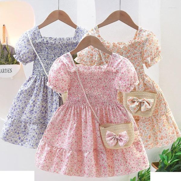 Vestidos de garotas de alta qualidade Girls Dress Princess Dress Full Print Little Fartle Feard Sweet Style Party para crianças Presente de aniversário