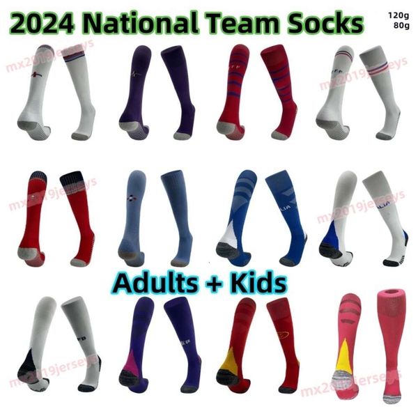 2024 calzini calzini calzini calzini calzini calcio di calcio di calcio di calcio di calcio di calcio 24 25 bambini per bambini adulti Kids Knee High Spesse Spesso a casa francese Away Sports Wear Scozia nazionale Scozia