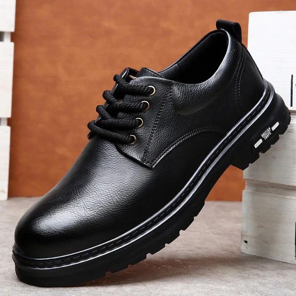 Scarpe casual in pelle in stile corea per uomini oxfords no slip banchet derby abito sociale all'aperto 2024