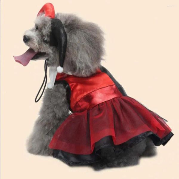 Vestido de vestuário para cães com fita adesiva Fechamento de Halloween Fantas figuradas de mago de estimação para cosplay Splicing de cores divertidas