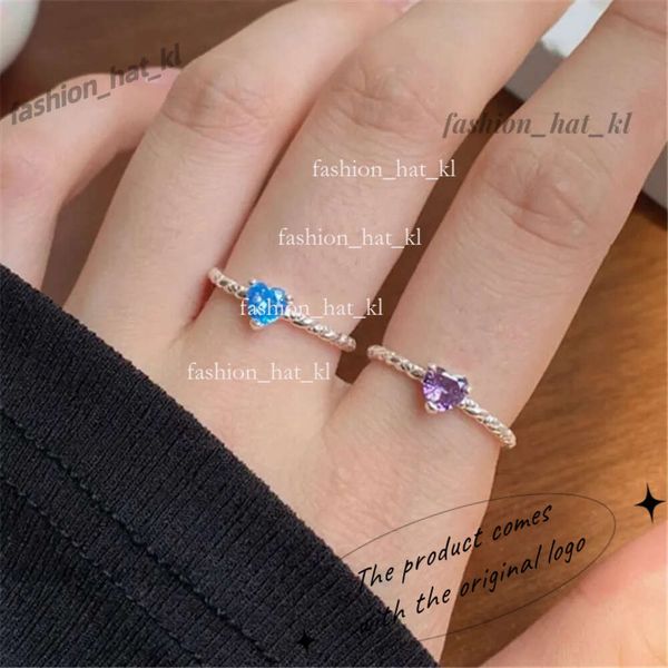 5mm Herz Diamantringfrau Sterling Silber Schmuck Luxus Liebesdesigner Ringe für Frauen Pink Purple 5A Zirkonia Daily Outfit Geschenk Tiffanyjewelry 859