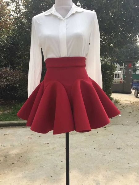 Saias da cintura alta Salia elegante Red Mini saias brancas de moda Mulher 2xl Senhoras grandes