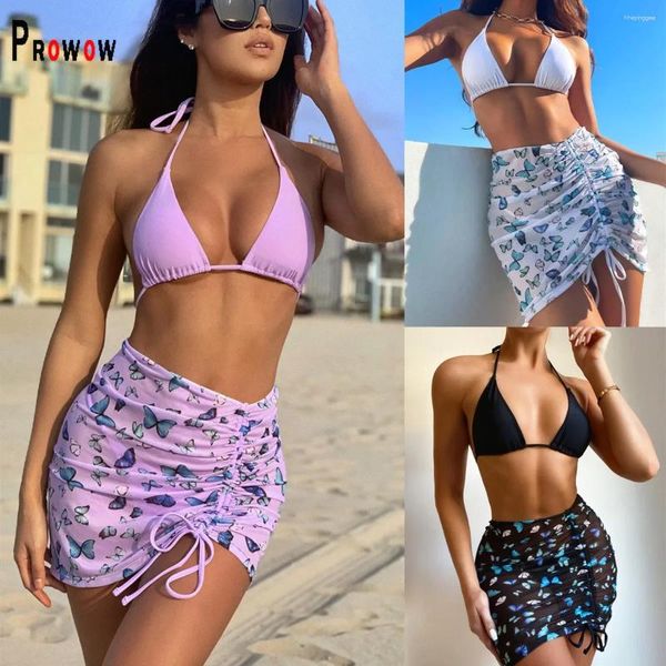 Fallo da bagno da bagno da donna a 3 pezzi da bagno da donna in costume da bagno push up bandage reggiseno gallievi a farfalla a farfalla in rete da bagno