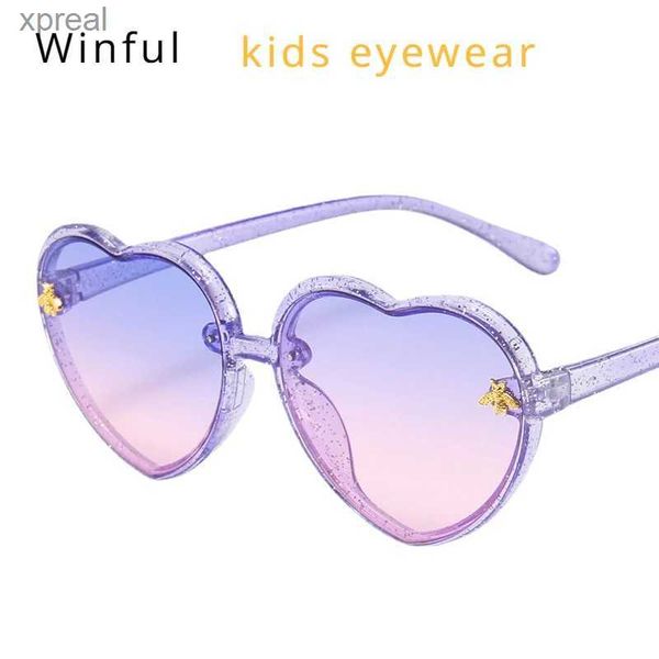 Солнцезащитные очки модные блестящие детские солнцезащитные очки дети прозрачные красочные милые маленькие пчелиные очки для девочек играют на фото, мальчик, новый wx