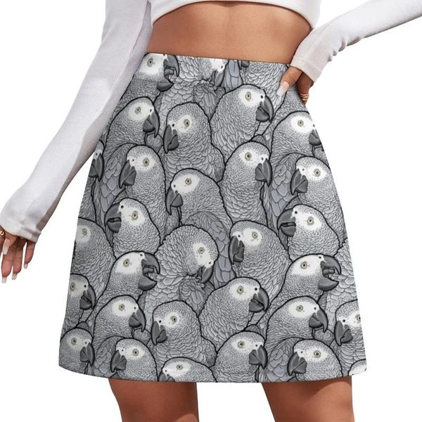 Saias Africano Grey Parrots Mini saia para mulheres elegantes femininas de luxo