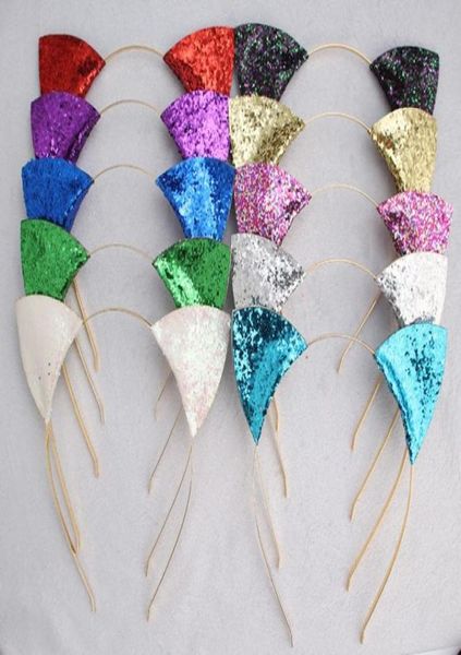 Whole Cute Cat Ears Heads Accessori per capelli per feste Women Gold glitter Glequin Helban Cestaggio 7283671