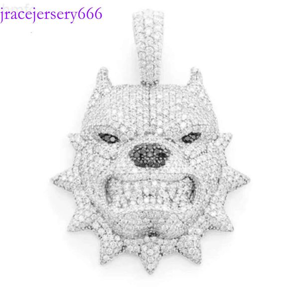 Neuankömmling Pitbull Spike Kragen Diamant 3CTW Runde Moissanit Hip Hop Anhänger Halskette Fabrik Custom Sier Schmuck