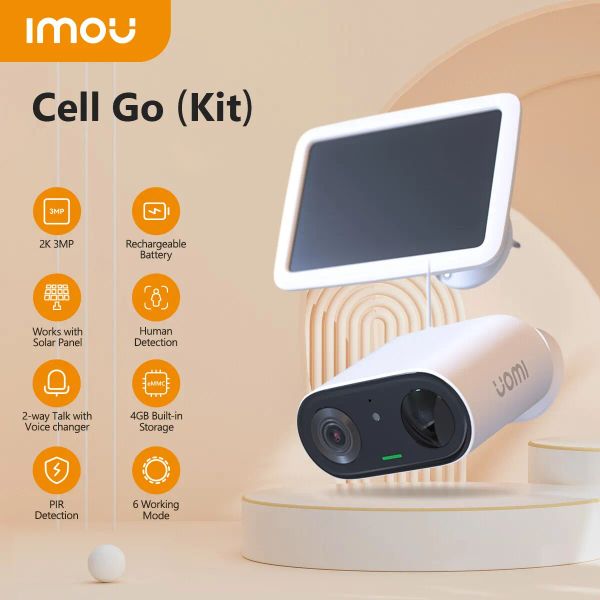 Telecamere Imou cell go (kit) con pannello solare con fotocamera ricaricabile ricaricabile wifi weather resisollance telecamere pir di rilevamento umano visione notturna