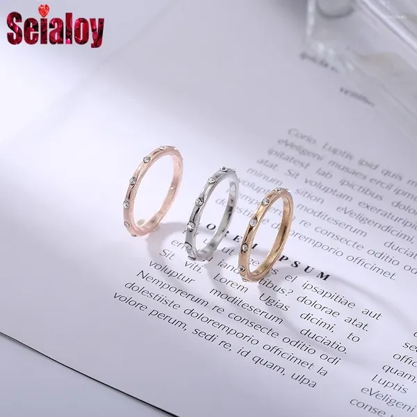 Cluster Ringe Seiaoy Einfacher Stil Kristall Drop für Frauen Mädchen Mode Goldfarbe Silber Ring Verlobungsfeier Juwely Geschenk