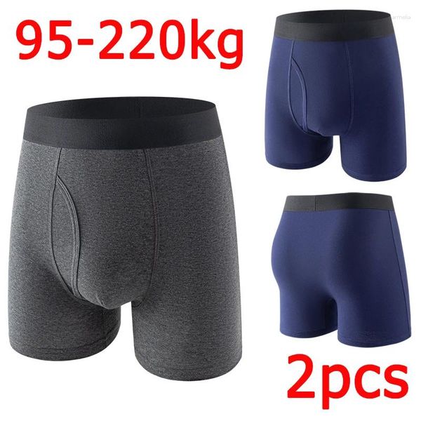 Underpants 2pcs Herren-Baumwollunterwäsche Boxershorts Mid Long Plus Size für 95-220 kg Boxer Trunks große 8xl bequeme Shorts