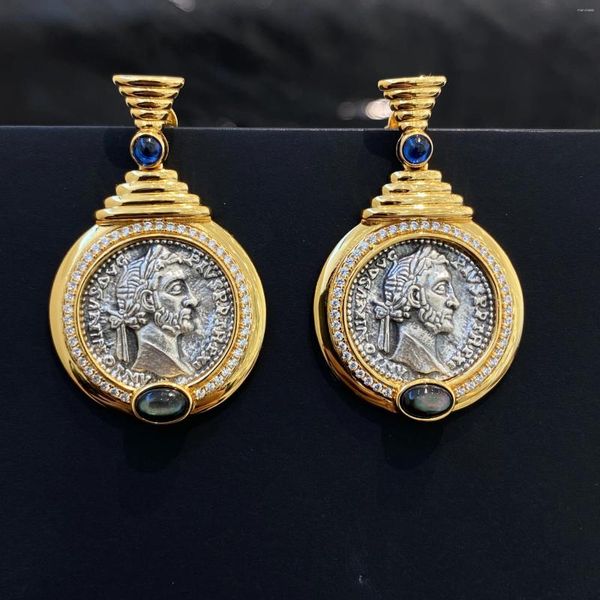 Orecchini per borchie Eyer 925 Sterling Silver 5A Ancient Roman Coin Vase Retro Relief Dea dei gioielli di moda Fashion