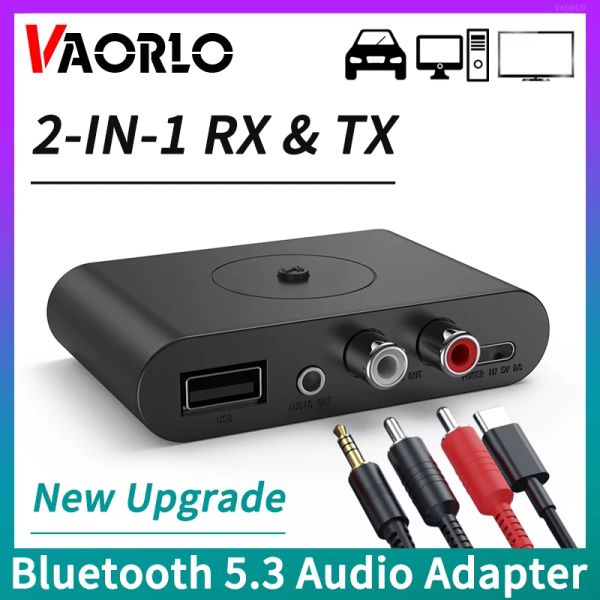 Resfriando 2 pol. 1 Bluetooth 5.3 Receptor de transmissor de 3,5 mm AUX RCA USB UDISK Music Music Wireless Audio Adapter para TV PC Car Kit Speaker