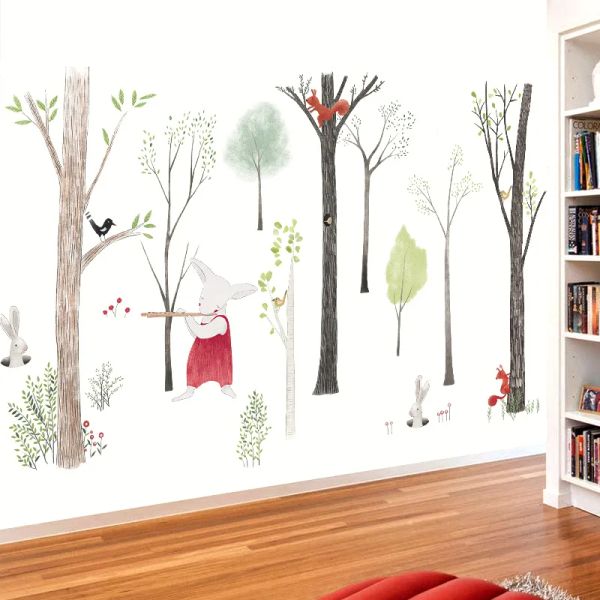 Aufkleber Großer Musik Wald Wand Aufkleber Cartoon Home Decor DIY Schlafzimmer Kinderzimmer Kindergarten Hintergrund Wandtatt Aussch diesen Poster Aufkleber