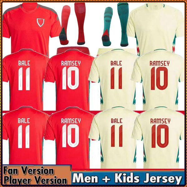 2024 2025 camisas de futebol do País de Gales James Bale 24 25 Camisas de futebol galês Johnson N.Williams Rodon T.Roberts Cabango Levitt Moore Thomas Men Kit Kit Jersey