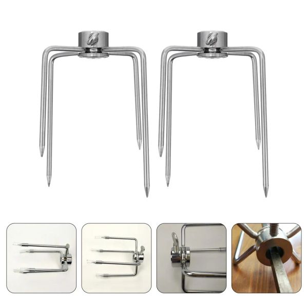 Schürzen 2 PCs Barbecue Fork Accessoires BBQ Fleischgabeln rotierende Stöcke Eisen Rotisserie Spucke Stangen