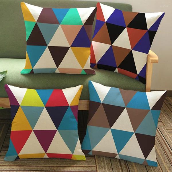 Cuscino geometrico lancio di lancio del triangolo griglia classici Nordic decorazione casa in lino cotone divano sedia divano copertura in vita