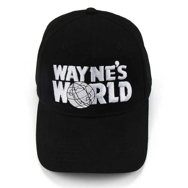 Caps de bola Waynes World Black Cap Baseball Hat Fashion Raping Style Bordered Truck Hat Unisex Mesh Hat Tamanho ajustável T240429