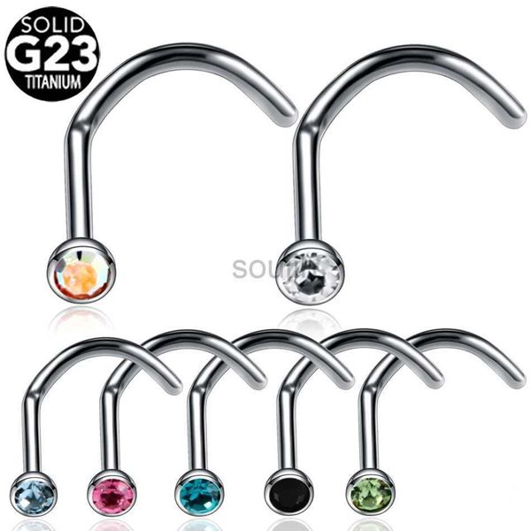 Body Arts 1PC G23 Titan Nasenschraube Bolzen Piercing Crystal Nariz Piercing Schmuck Nasenstift Knochen Mode Girls 20G 18G D240503