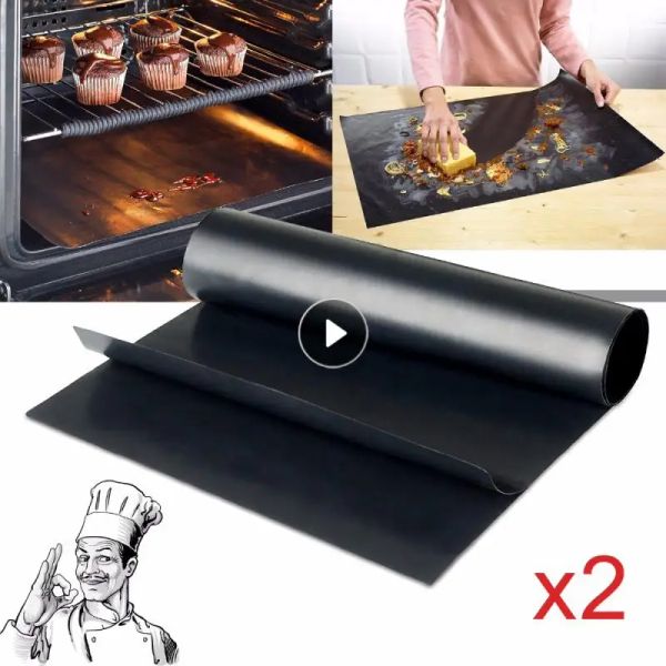 Aksesuarlar 2pcs Yeniden Kullanılabilir Çubuk Olmayan Barbekü Izgara Mat Pad Fırın Çekçesi Taşınabilir Açık Piknik Pişirme Barbekü Fırın Aracı Barbekü Aksesuarlar Araçları