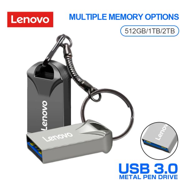 Adaptör Lenovo% 100 Orijinal 2 TB USB Flash Sürücü 1 TB Kalem Sürücüsü Yüksek Hızlı USB 3.0 Arayüz Su Geçirmez Memoria USB Flash Disk PC için
