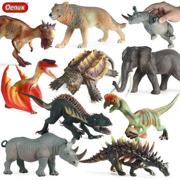 Outros brinquedos Oenux Jurássico Indiano ** Rex Pterossauro Modelo de dinossauro Ação Character Wild Animal Elephant Rhinoceros Wolf Soft TPR Childrens Toy Giftl240502