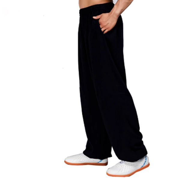 Giyim Tai Chi Bloomers Gevşek Pamuk Keten Pantolon Dövüş Sanatları Kung Fu Çalışma Yoga Ev Pantolonları Erkek Yoga Pantolon